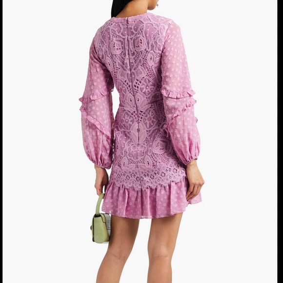 ALEXIS - MALICHA Crocheted Lace and Fil Coupe Georgette mini dress - Picture 3 of 7